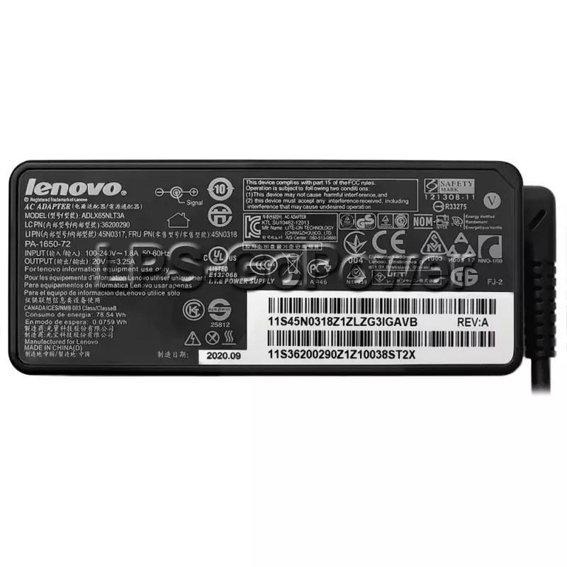 AC-adapter 65 Watt original for Lenovo IdeaPad Slim 3-15IRU8 (82X7)