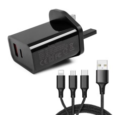 PD QC 3.0 Dual Port Charger for Huawei Nexus 6P 3in1 cable